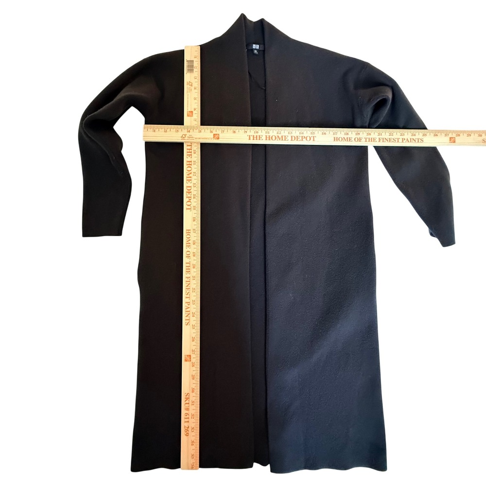 Uniqlo Black Longline Open Front Cardigan Duster Sweater Women's XXS Minimalist - Picture 8 of 14
